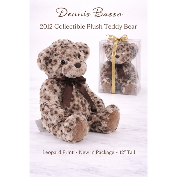 dennis basso Jackets & Blazers - Dennis Basso 2012 Collectible Plush Teddy Bear Leopard Print Faux Fur 12" NIB
